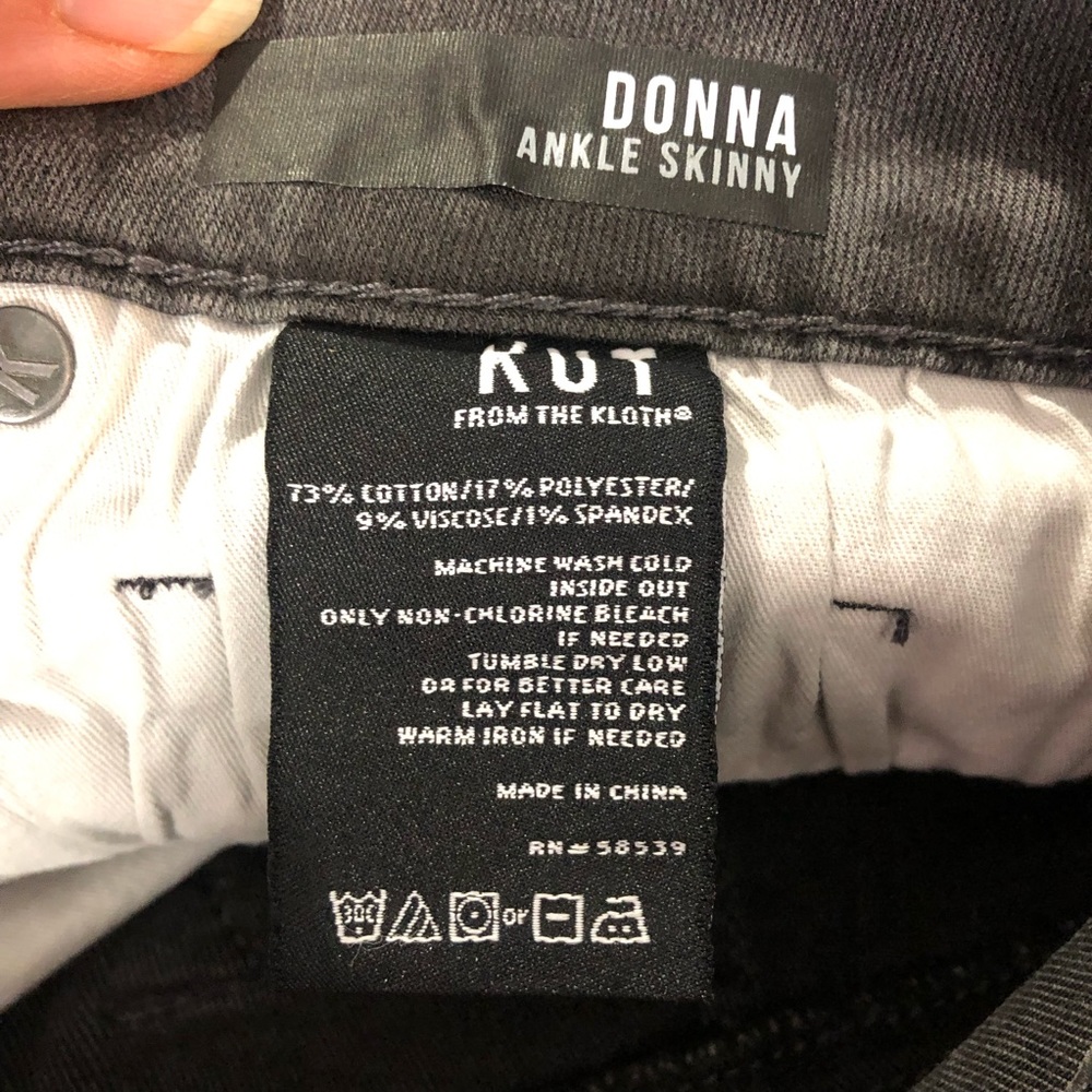 NEW Kut From The Kloth Donna Skinny Jeans with Raw Hem, Size 0, Gray - Picture 5 of 7